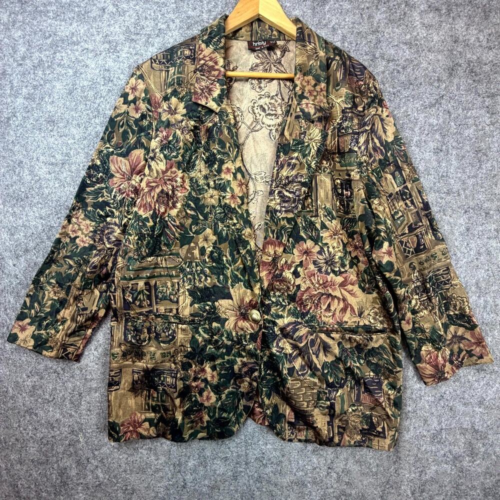Vintage Christy‎ Girl Blazer Jacket Womens 18 Eclectic Boho Grandma Luxe Regency